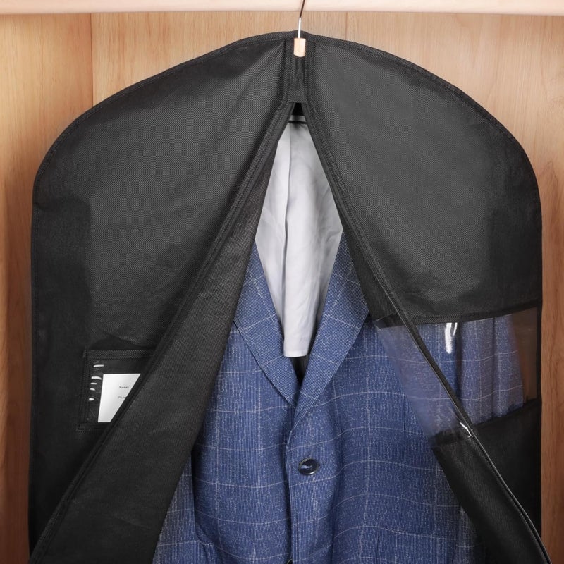 KEEGH 40" Suit Cover Bags for Men (Set of 10) Garment Bags for Hanging Clothes, Suit Bags for Closet Storage or Travel, Clothes Cover for Suits Coats with Clear Window and Label Pocket, Black - Image 4